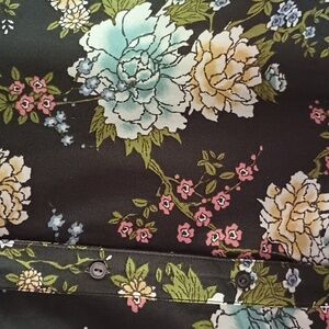 Denim & Co QVC 3X Long Sleeve V Neck Button Front Floral Tunic